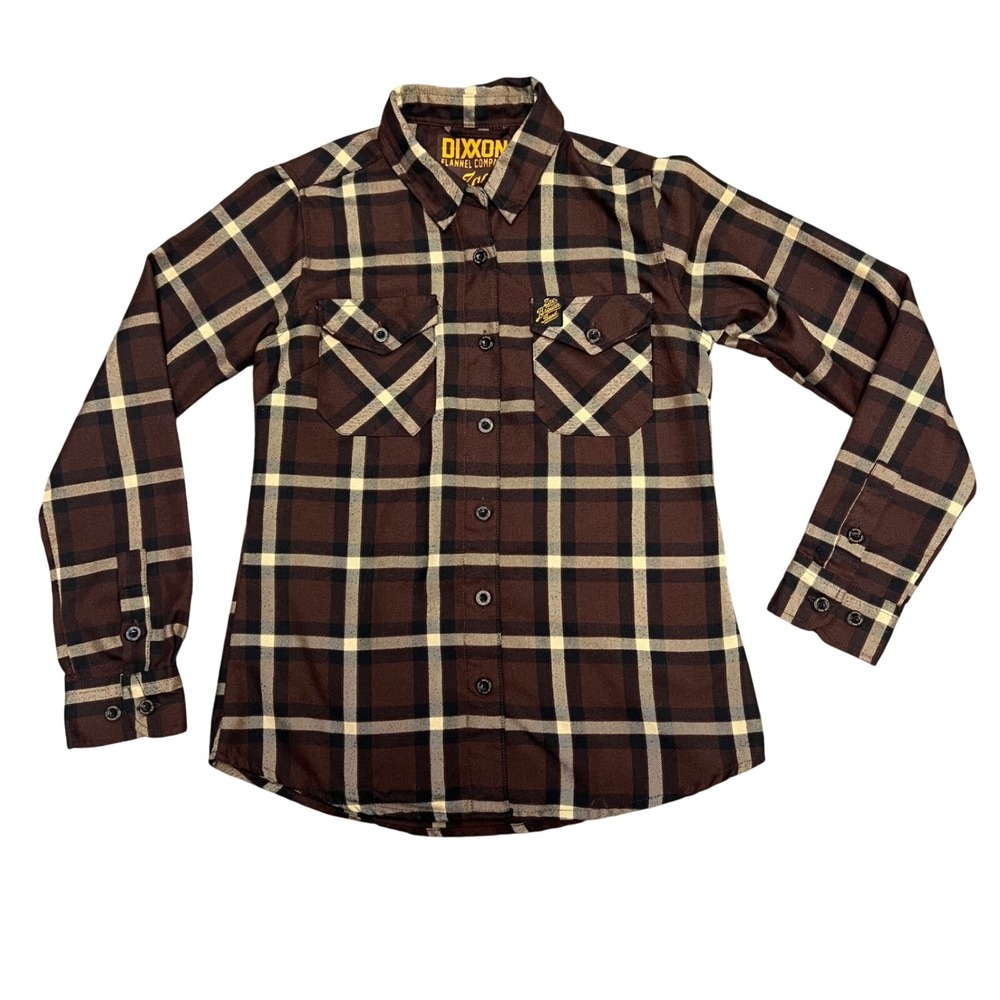 Dixxon Flannel Zac Brown Band Womens Small Brown Plaid D-Tech Button Down Shirt